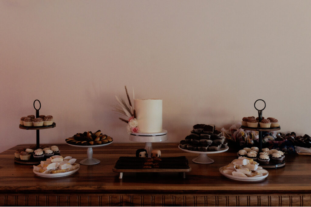 cake and dessert table at willcox wedding