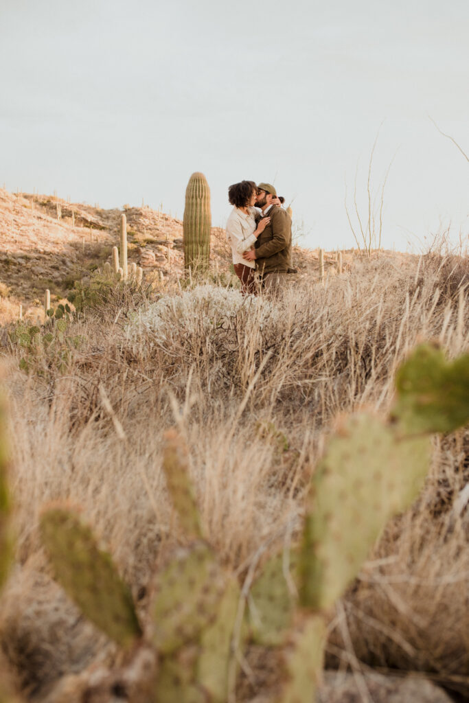 Arizona engagement photos desert landscape saguaro cacti