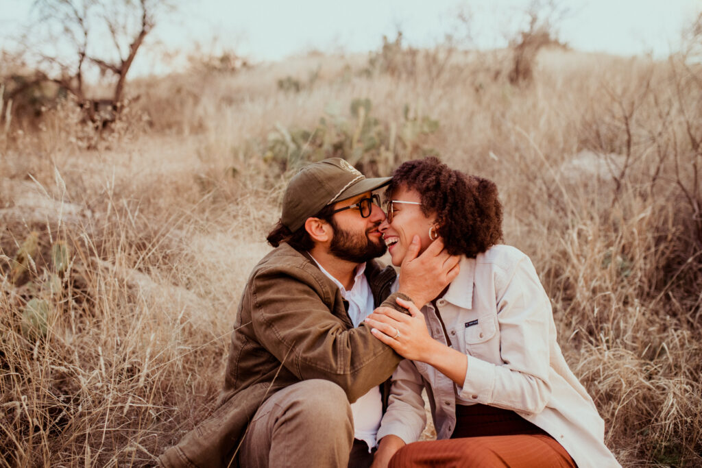 Desert engagement session Arizona couple celebrating