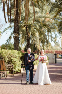 dad walking bride down aisle for wedding in tucson arizona