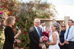 bride and groom getting ready to start the ceremony